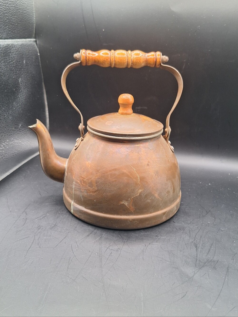 Vintage Tagus Copper Brass Tea Pot Kettle with a wood handle
